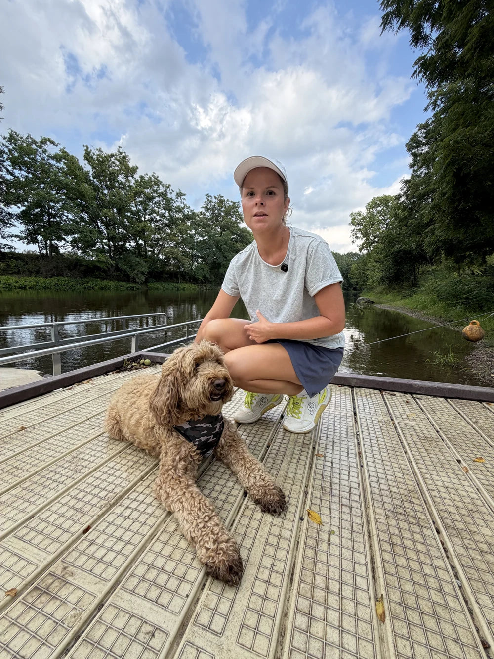 Owner and dog enjoying a walk