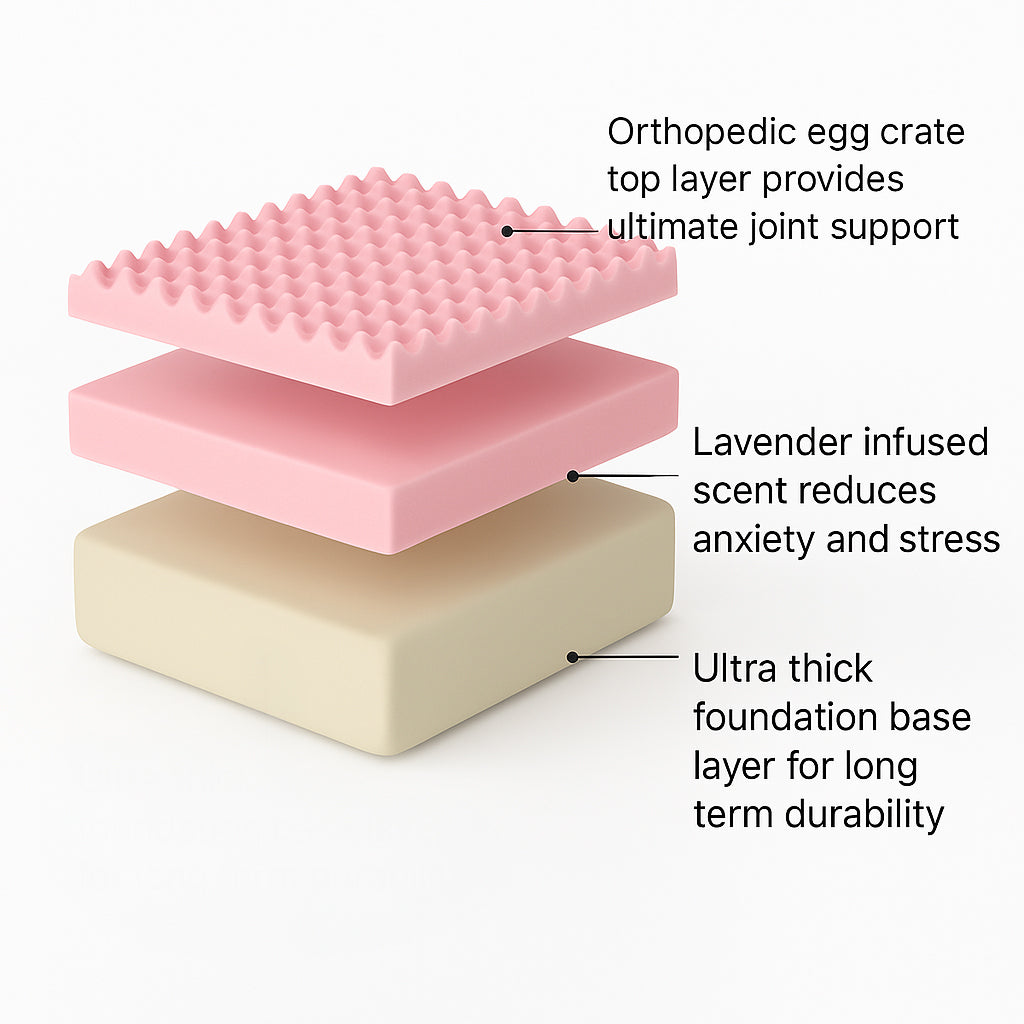 Premium Orthopedic Memory Foam Dog Bed - Pink