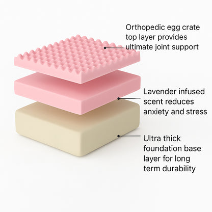 Premium Orthopedic Memory Foam Dog Bed - Pink (Large)