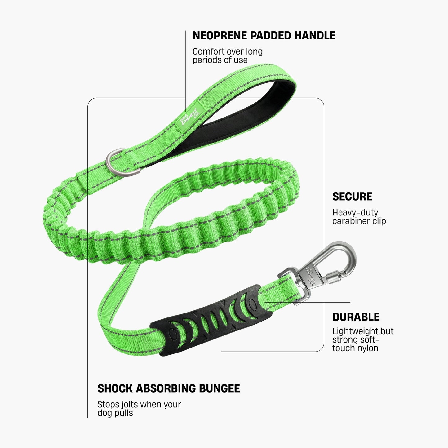 Bungee Dog Leash - Neon Green