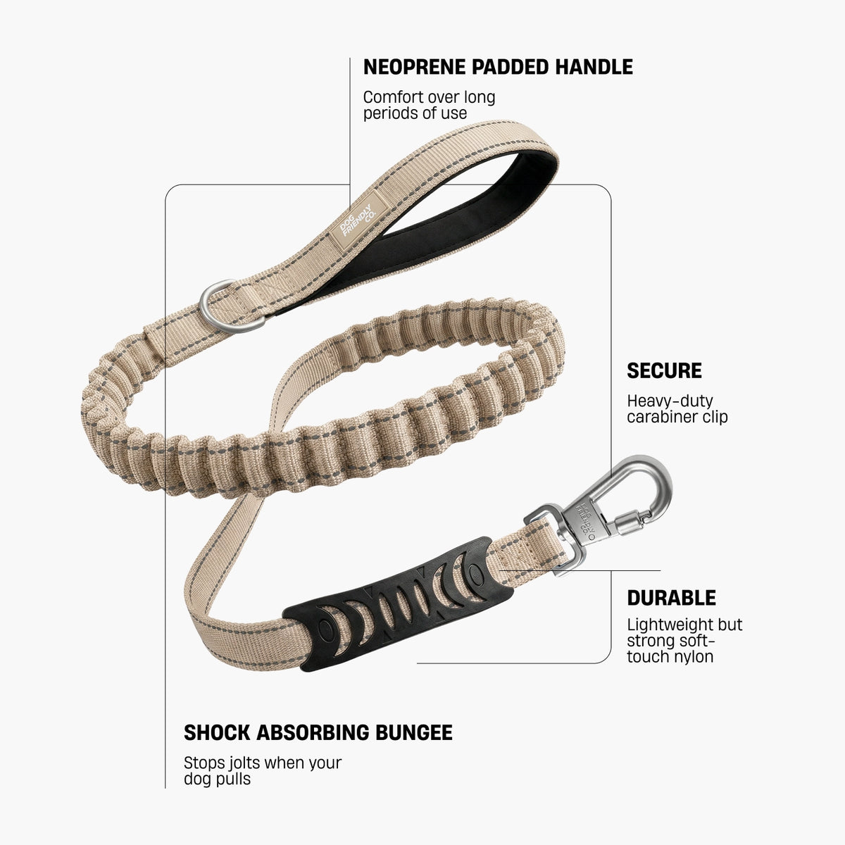 Bungee Dog Leash - Brown