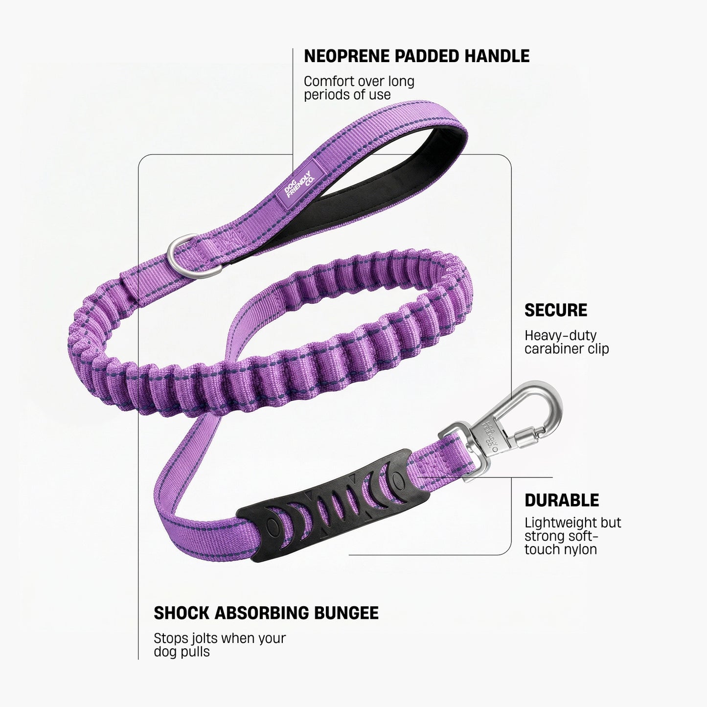 Bungee Dog Leash - Purple