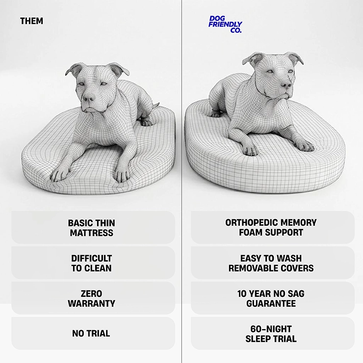 Chill Pill Memory Foam Dog Bed - Beige (Medium)