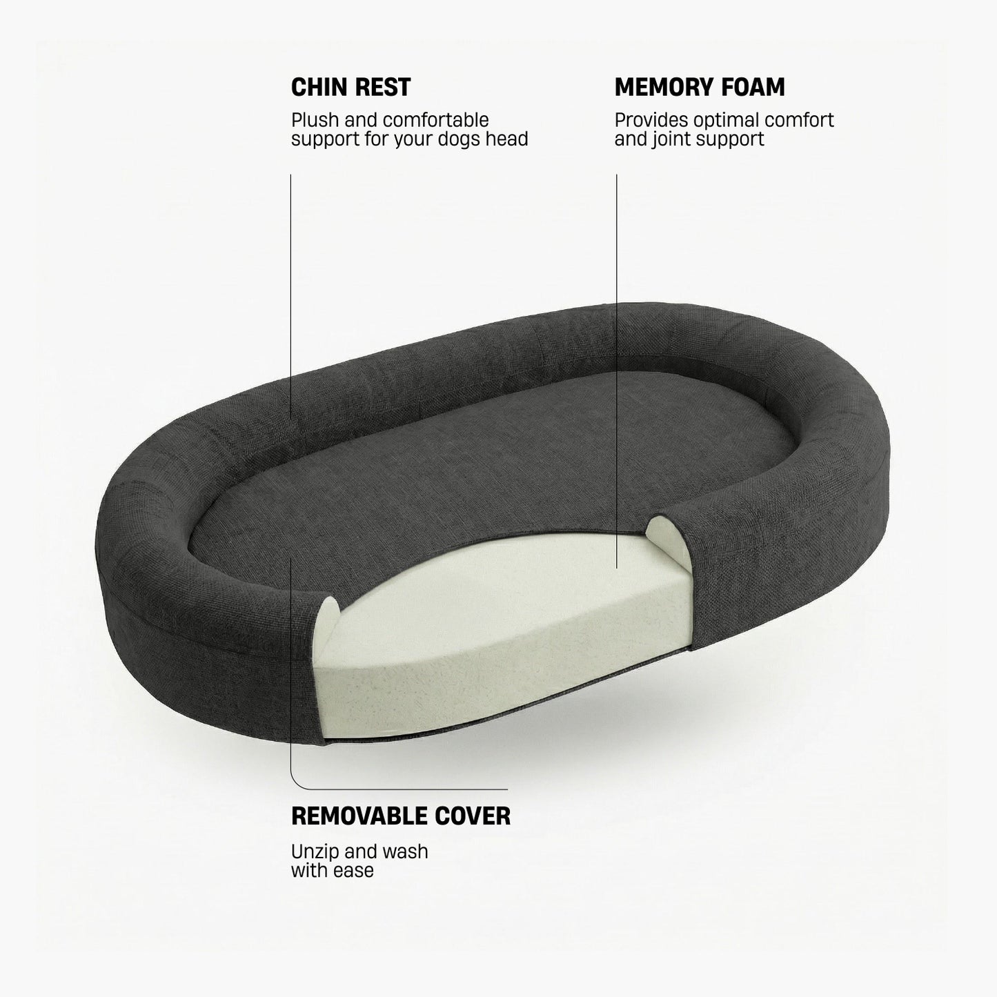 Chill Pill Memory Foam Dog Bed - Charcoal (Small)
