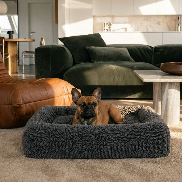 Plush Nap Easy Fit Dog Bed Cover - Charcoal