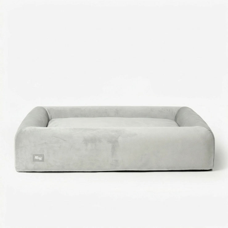 Velvet Easy Fit Dog Bed Cover - Grey