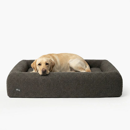 Premium Orthopedic Memory Foam Dog Bed - Brown Bouclé (Medium)