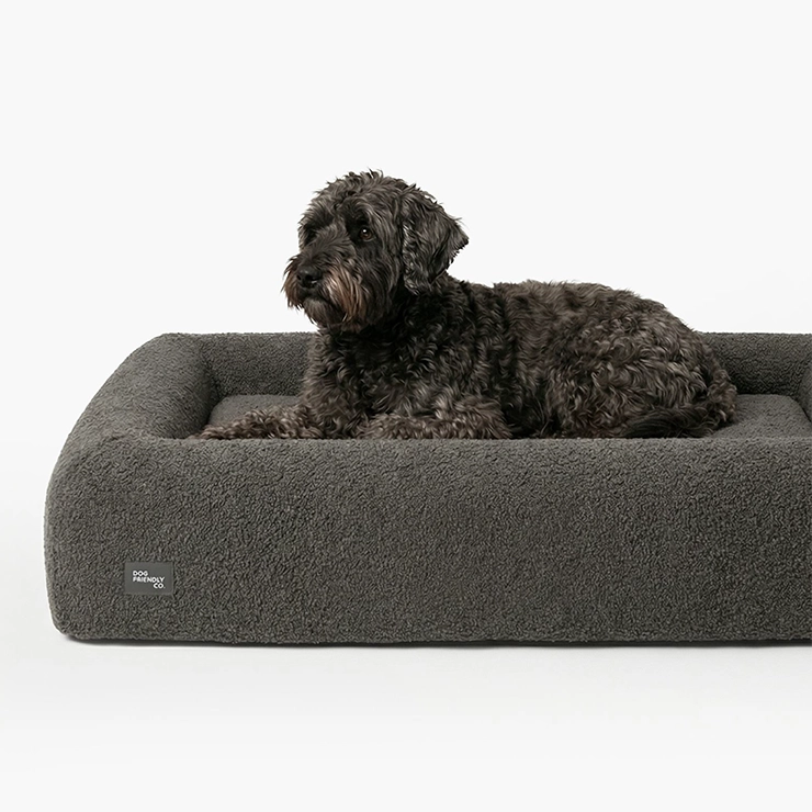 Premium Orthopedic Memory Foam Dog Bed - Brown Bouclé (Large)