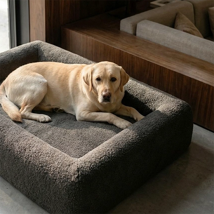 Premium Orthopedic Memory Foam Dog Bed - Brown Bouclé