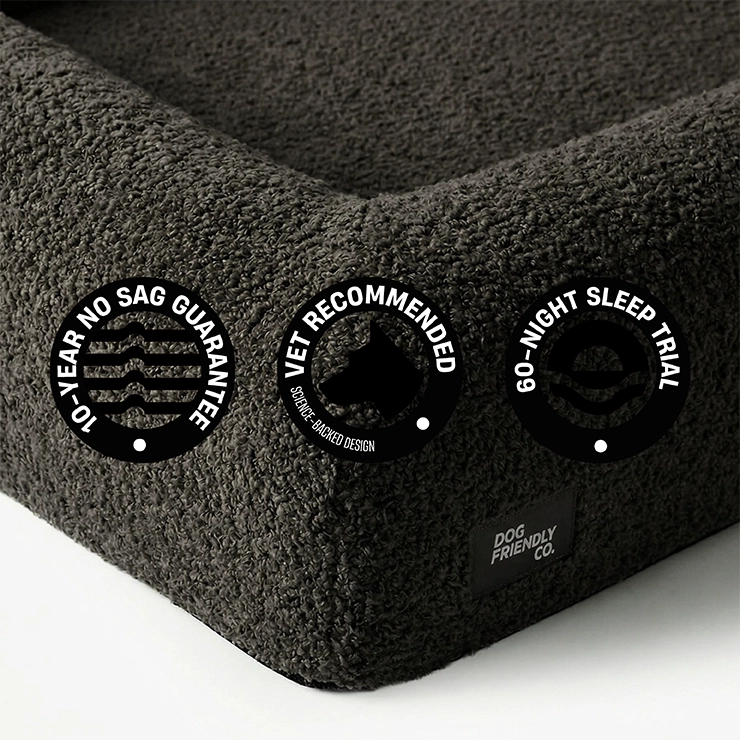 Premium Orthopedic Memory Foam Dog Bed - Brown Bouclé