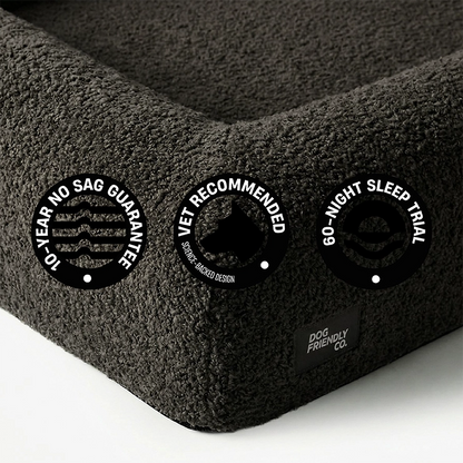 Premium Orthopedic Memory Foam Dog Bed - Brown Bouclé (Medium)