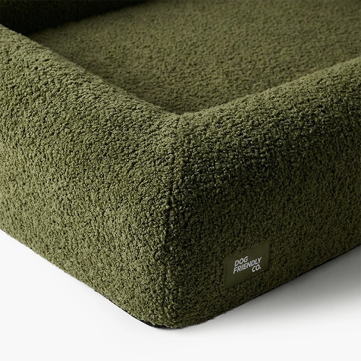 Premium Orthopedic Memory Foam Dog Bed - Green Bouclé (Large)