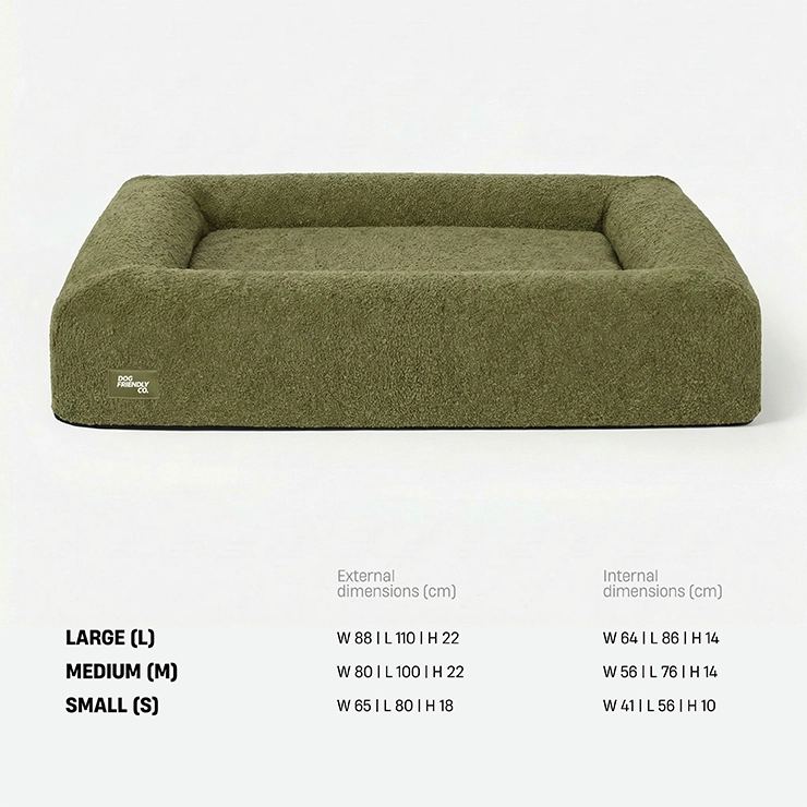 Premium Orthopedic Memory Foam Dog Bed - Green Bouclé (Large)