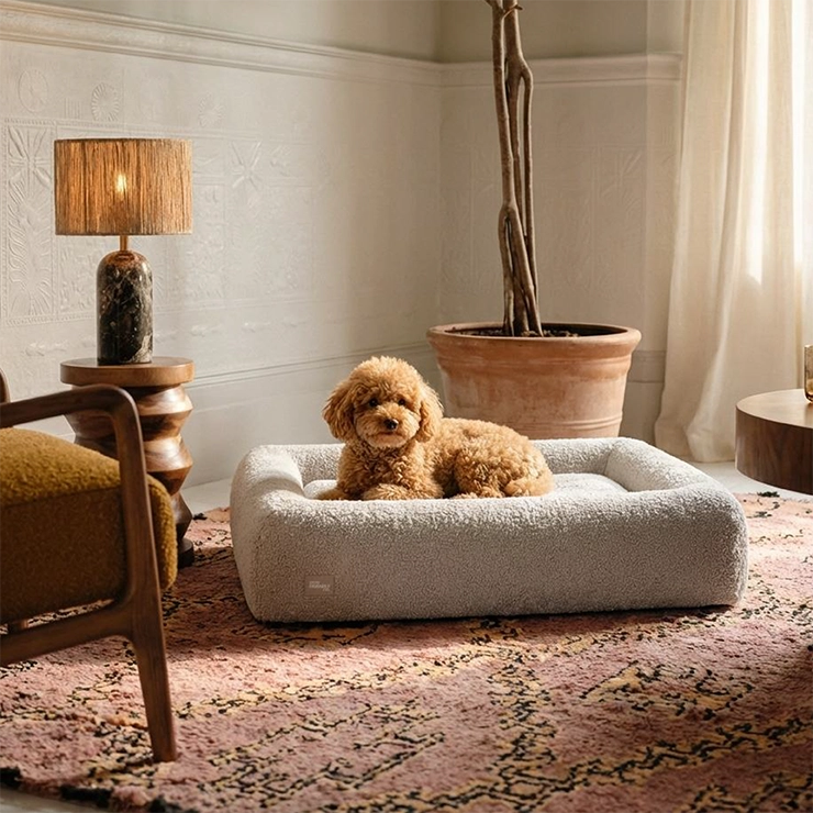 Premium Orthopedic Memory Foam Dog Bed - Grey Bouclé (Large)