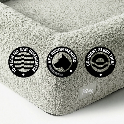 Premium Orthopedic Memory Foam Dog Bed - Grey Bouclé