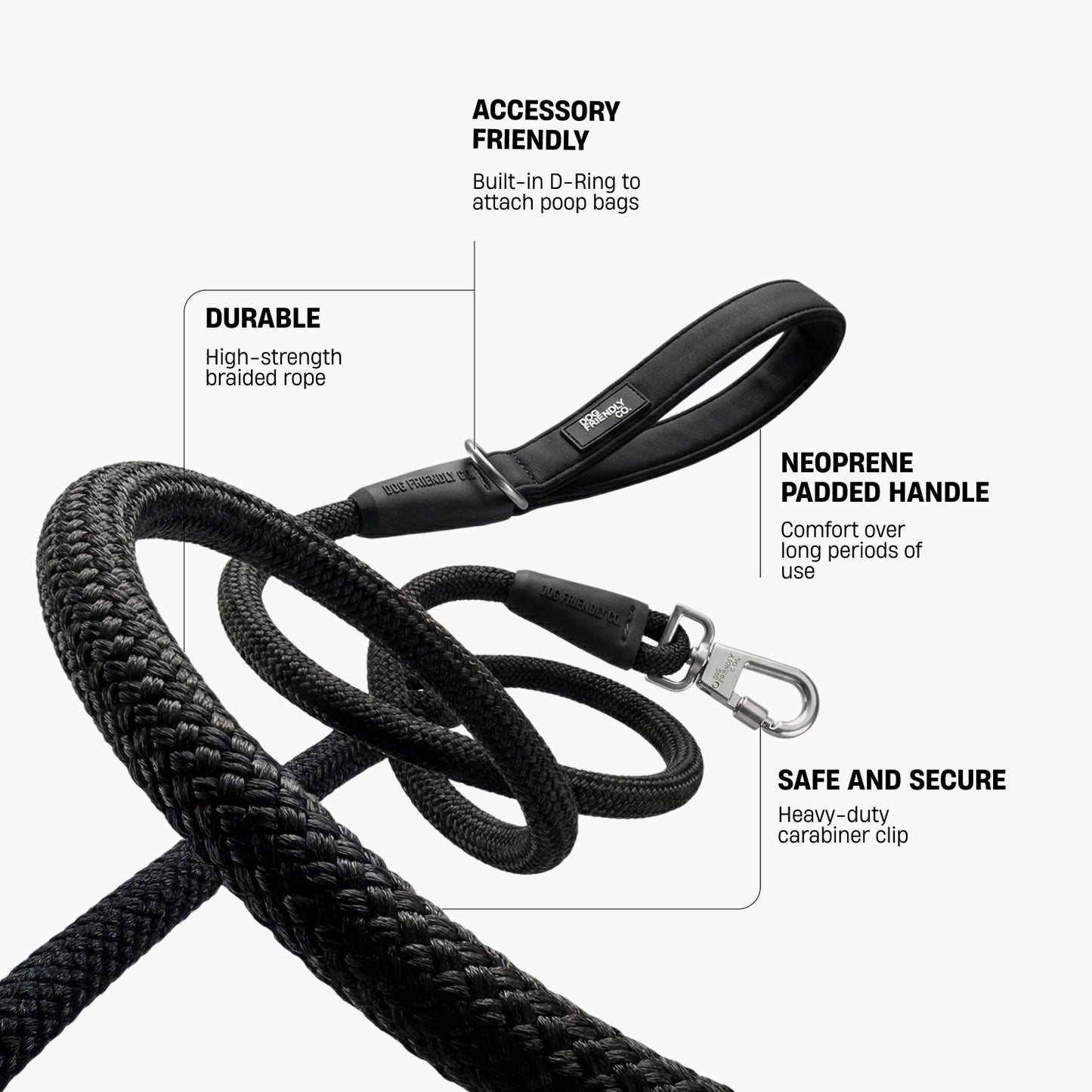 Rope Dog Leash - Black