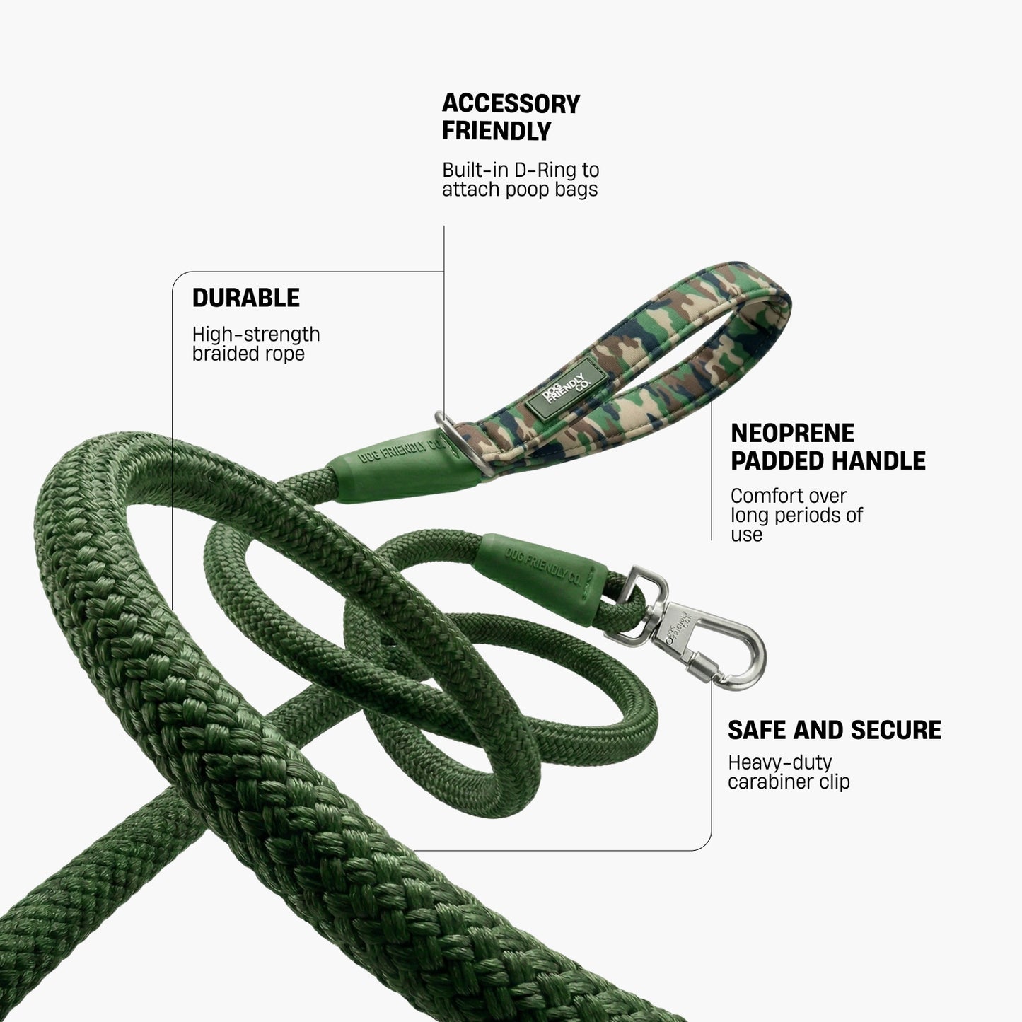 Rope Dog Leash - Green Camo
