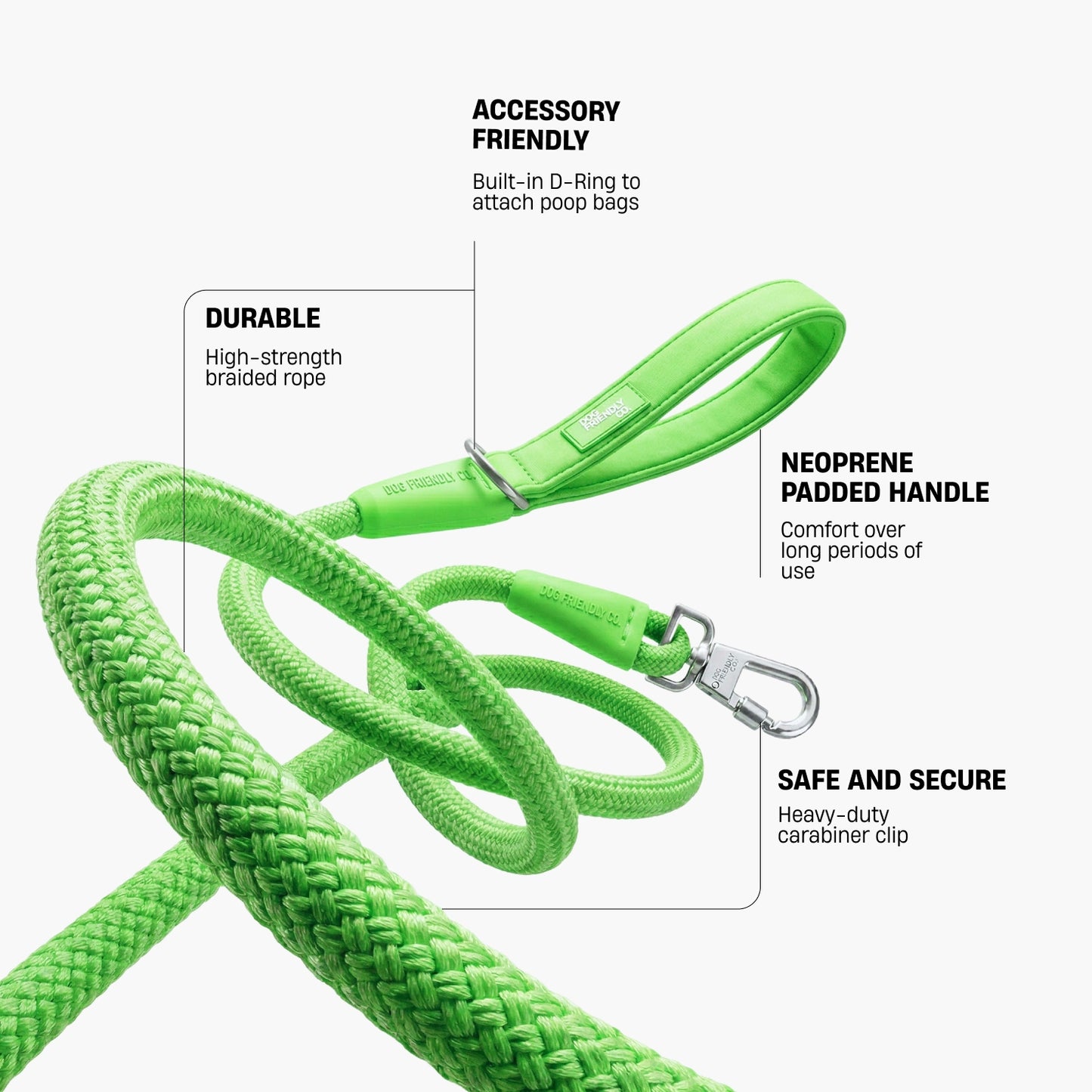 Rope Dog Leash - Neon Green