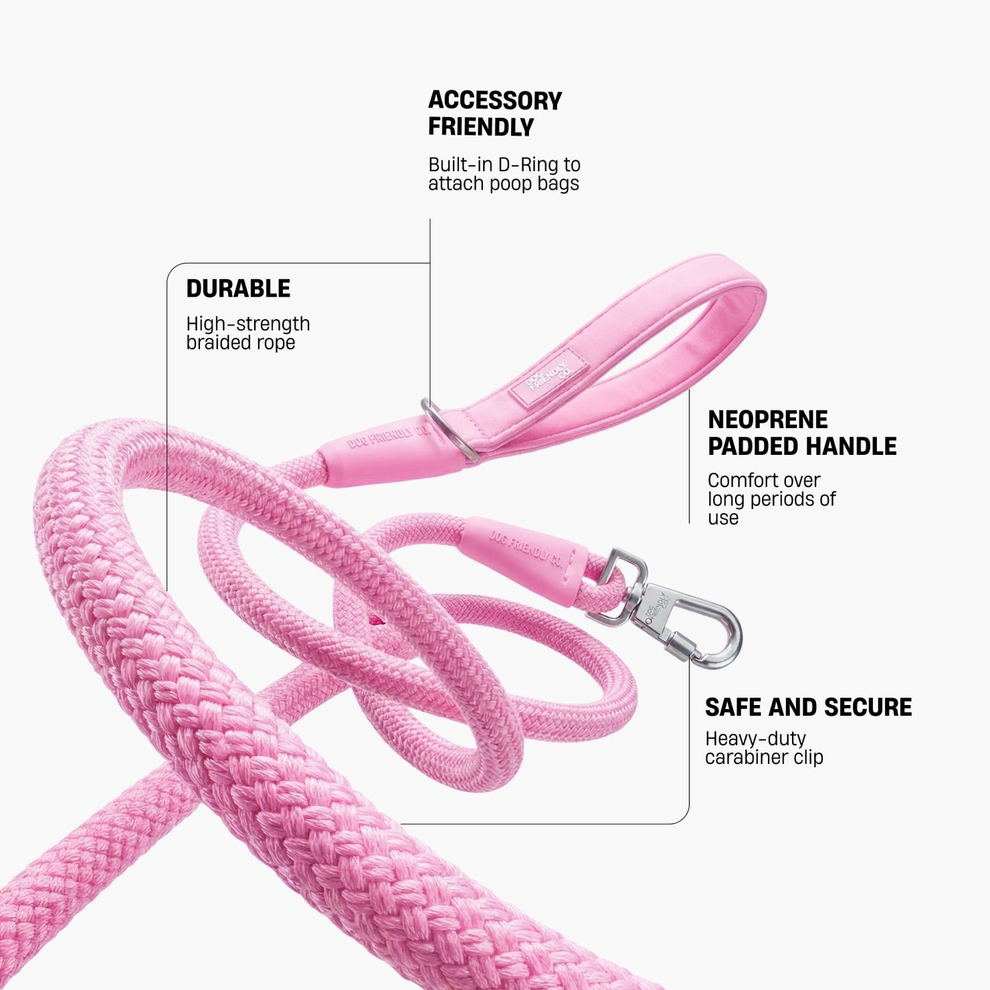 Rope Dog Leash - Pink