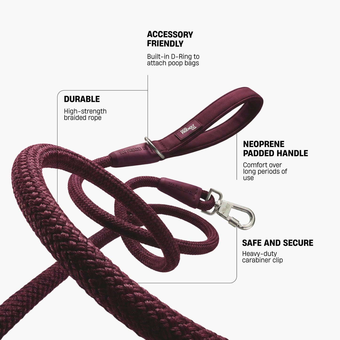Rope Dog Leash - Burgundy