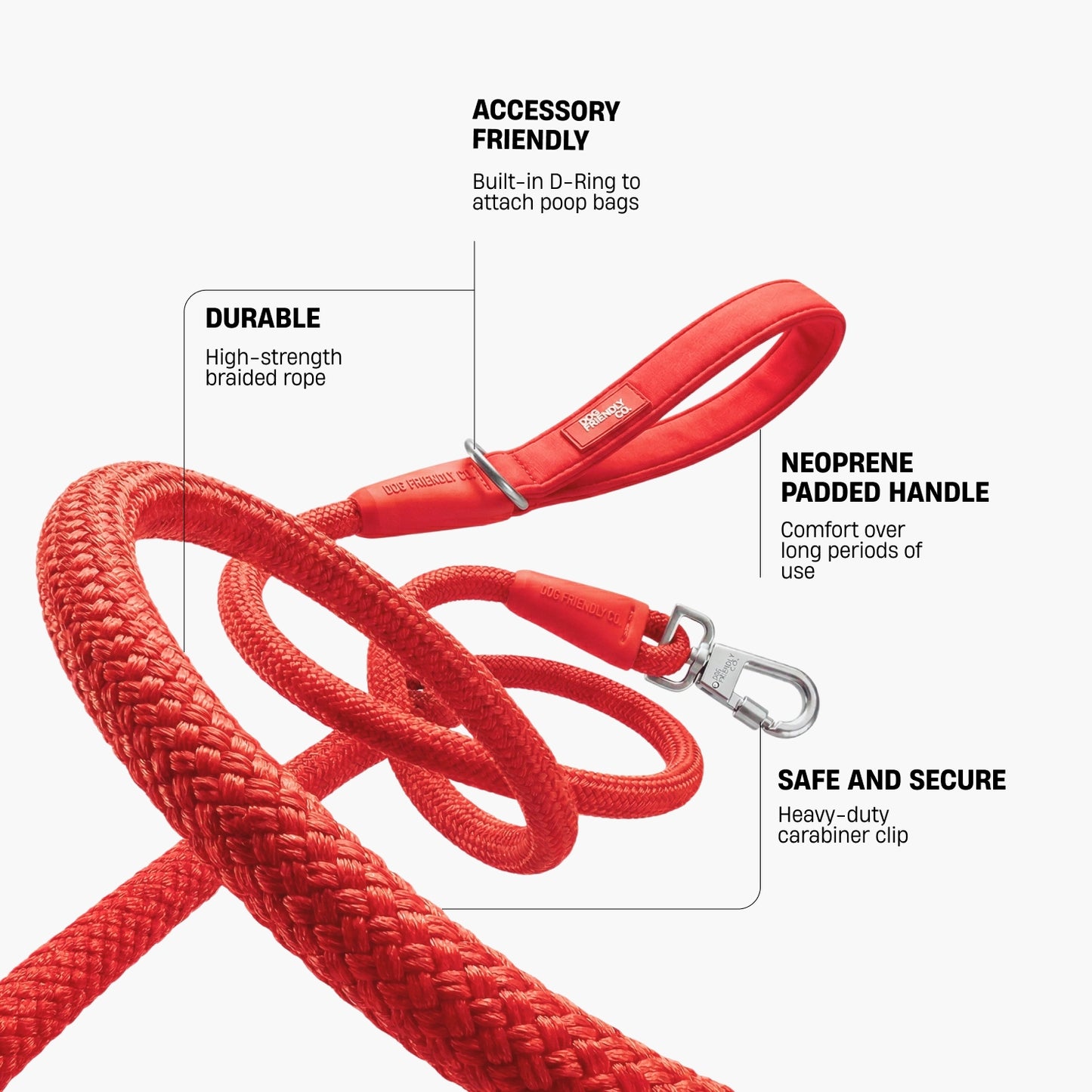 Rope Dog Leash - Red