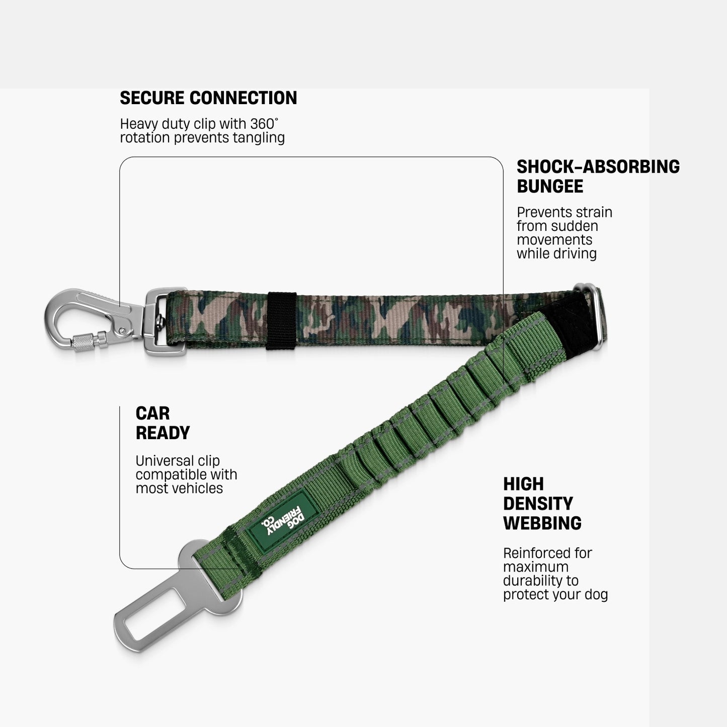Dog Seat Belt - Green Camo