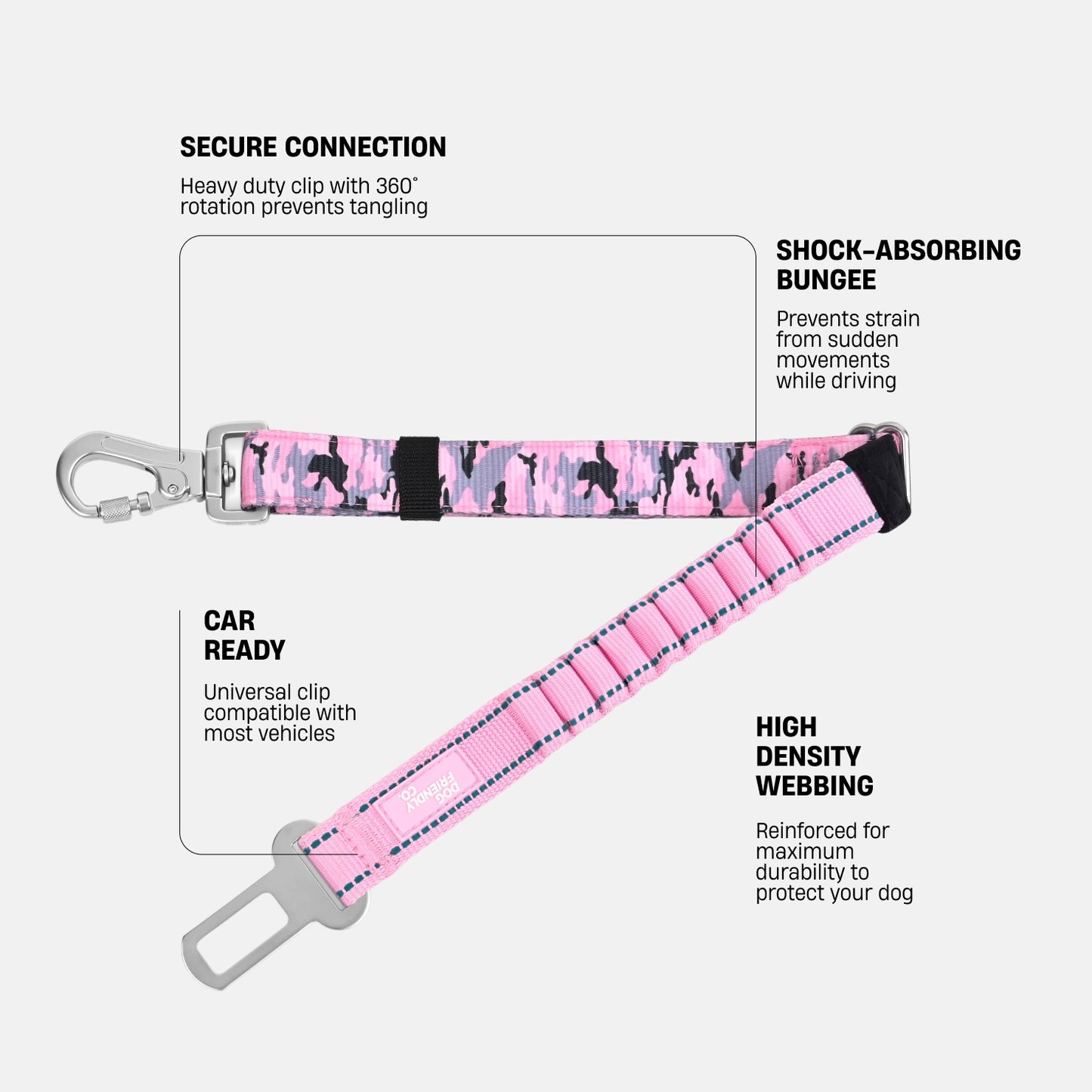 Dog Seat Belt - Pink Camo