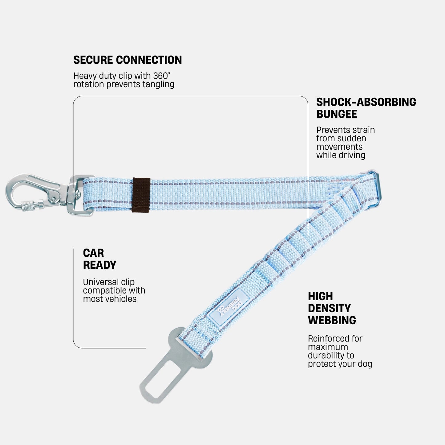 Dog Seat Belt - Sky Blue