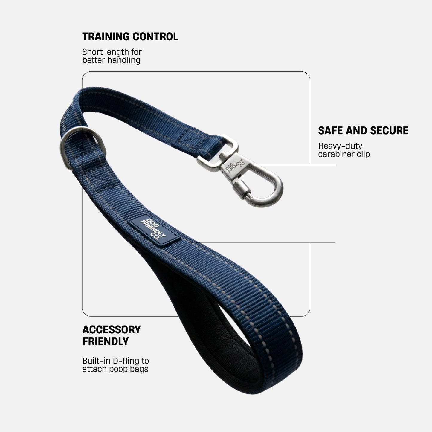 Short Trainer Dog Leash - Navy Blue
