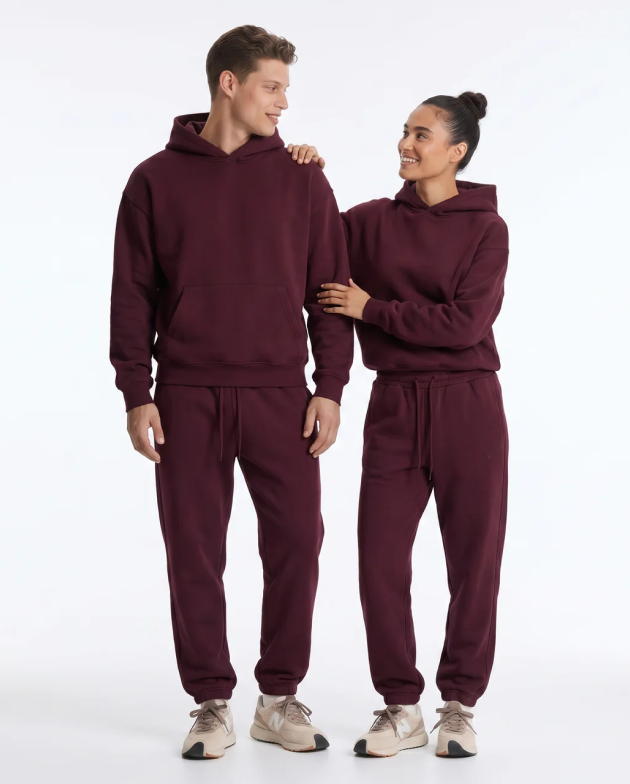 Tracksuit Set – Burgundy – set on models